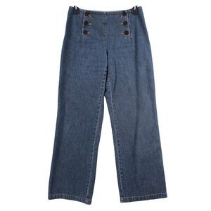 Liz Claiborne Lizwear Womens High-Waist Button-Front Wide-Leg Denim Jeans Size 1